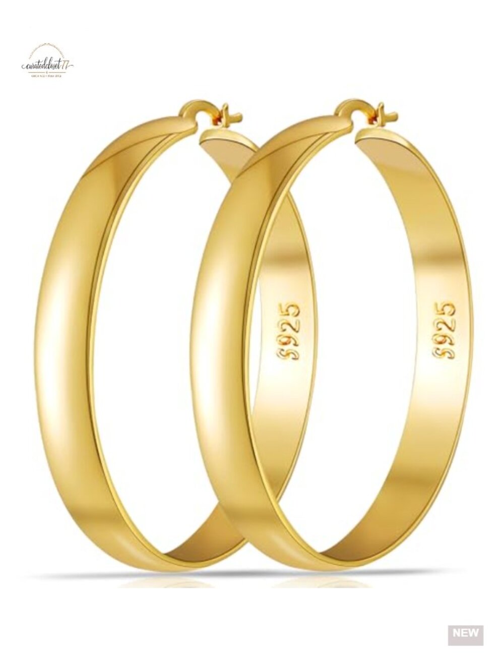 8mm Thick 925 Sterling Silver Hoop Earrings 14k Gold Plated Large Hoop